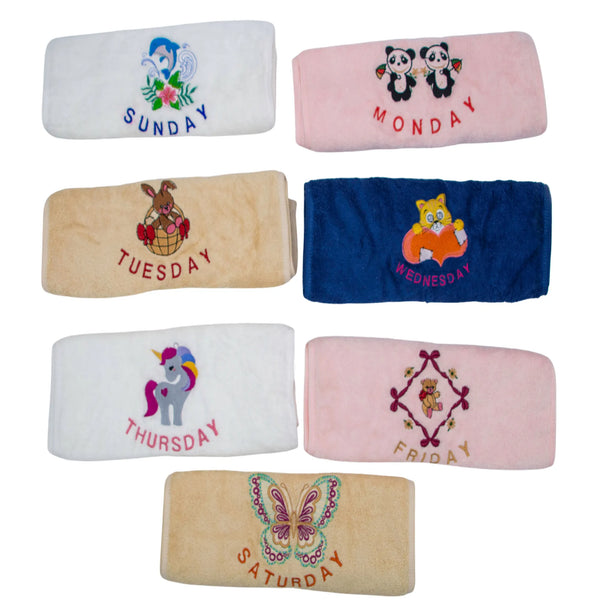Seven Days of the Week Embroidered Guest Towels Set