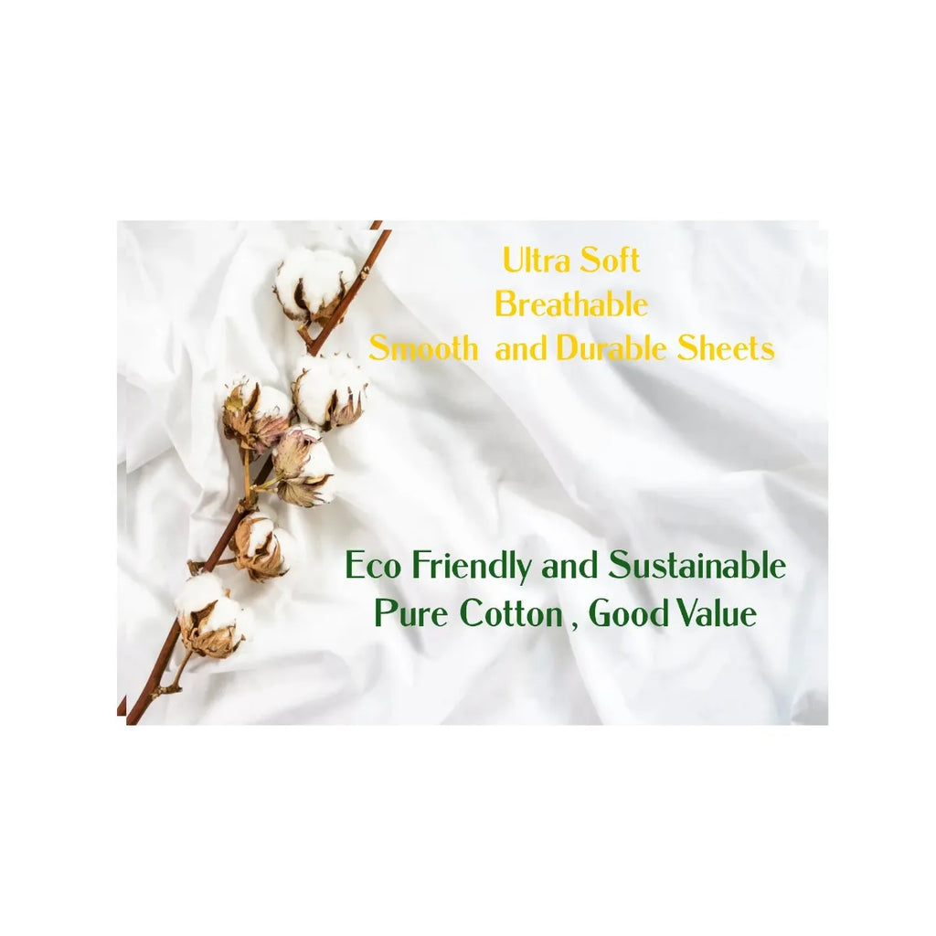 Luxurious 400 Thread Count White Flat Sheets - Premium Bed Sheets by House Aashirya, Bed Sheets, Bed Sheets, House Aashirya