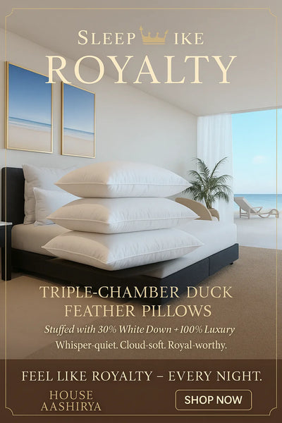 Luxury Duck Feather Pillow – 3-Chamber Design |, Pillows, Pillows, House Aashirya