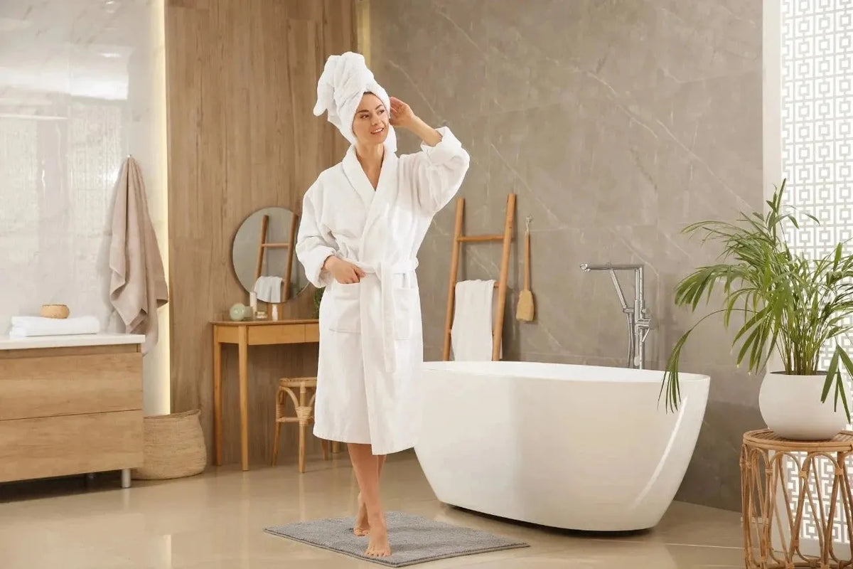 Peignoir Douche DII Femme Microfibre Réglable Blanc - Neuf Avec Défauts